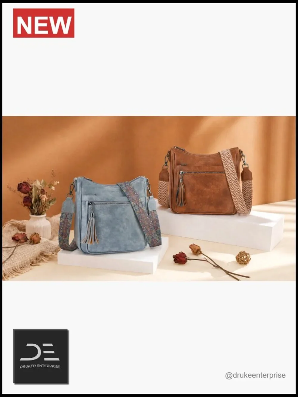 Vegan Leather Medium Crossbody Hobo Bag with Tassel, Lightweight Shoulder Purse